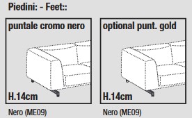 Feet of St. Germain Sofa Ditre Italia 2 and 3 seater linear
