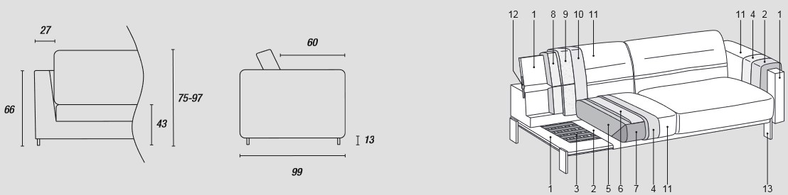 Features of the modular sofa Bepop by Ditre Italia