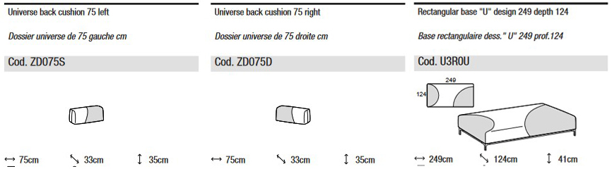 Dimensions of the Modular Sofa Sanders Universe by Ditre Italia