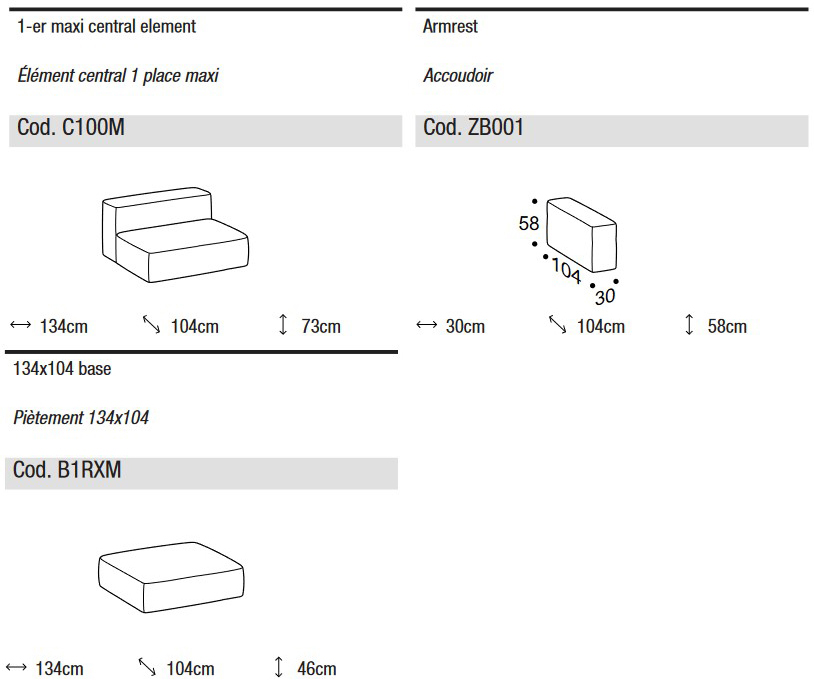 Crossline Ditre Italia Modular Sofa Dimensions