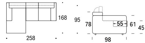 ginger felis sofa with peninsula sizes