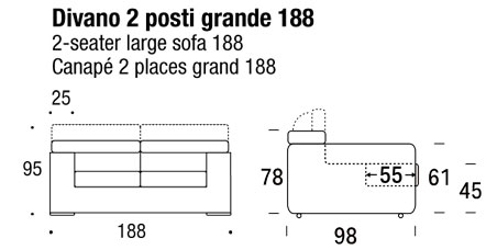 2-seater sofa ginger sizes