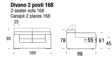 2-seater sofa ginger sizes