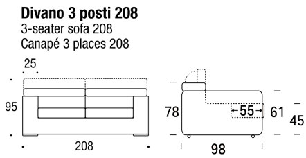 3-seater sofa ginger sizes
