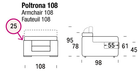 ginger armchair sizes