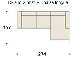 kloè 2-seater sofa with deckchair felis sizes