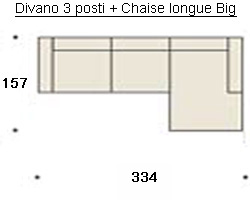 kloè 3-seater sofa with deckchair big felis sizes