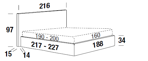 Bowie Color Felis bed measurements 160 cm