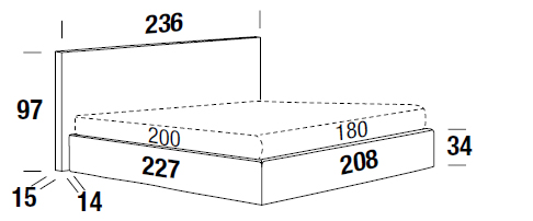 Bowie Color Felis bed measurements 180 cm