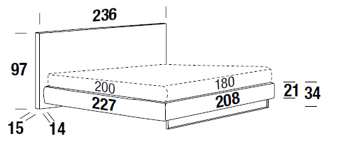 Bowie Color Felis bed measurements 180 cm