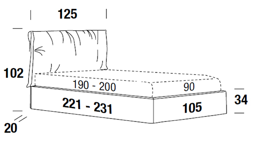 letto felis emily single measurements
