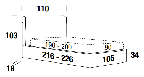 letto felis george singolo misure