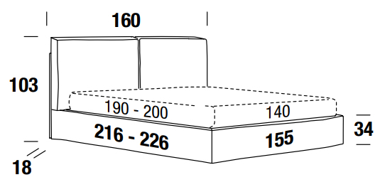 letto felis george una piazza e mezza misure