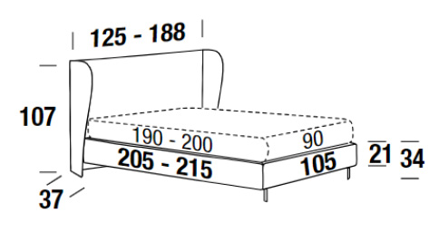 Dimensions of the Paris bed