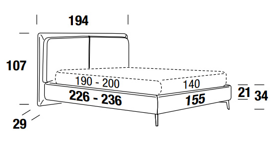 letto felis penny una piazza e mezza misure