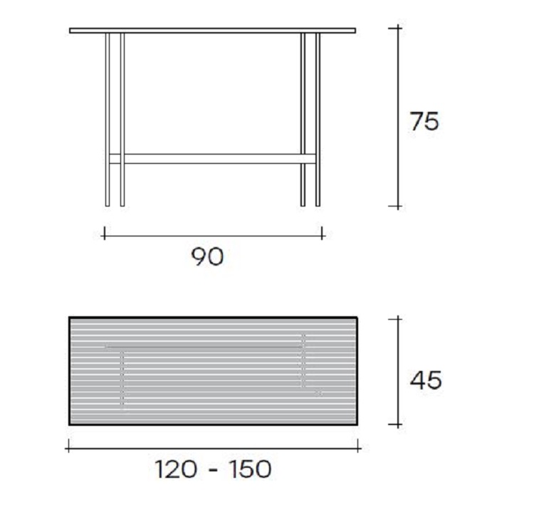 waves console fiam dimensions