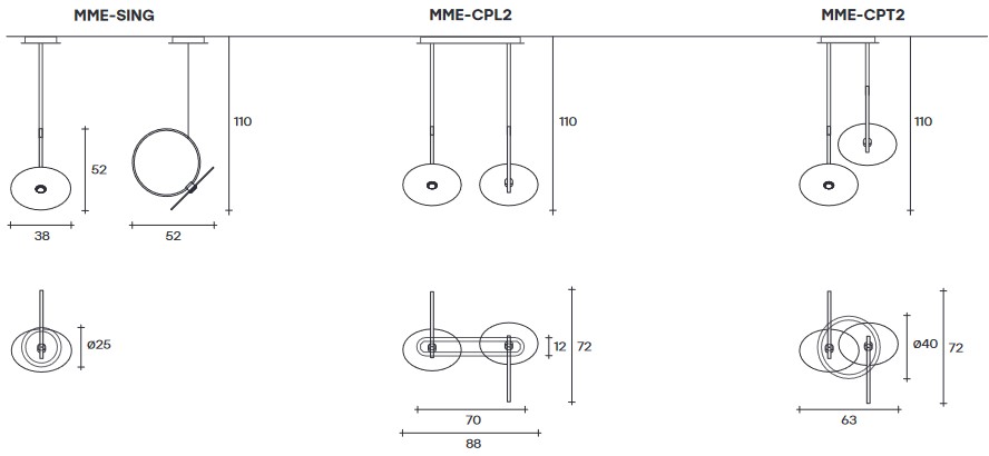 Marry Me Fiam Suspension Lamp sizes