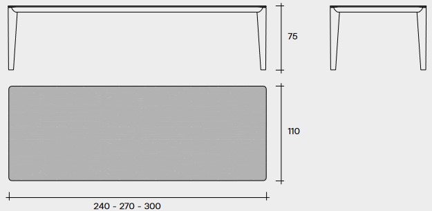 Flaminio Fiam Table sizes