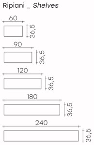 Fiam bookshelf model Inori dimensions