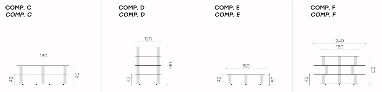 Fiam bookshelf model Inori compositions