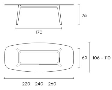 Fiam Magma table dimensions