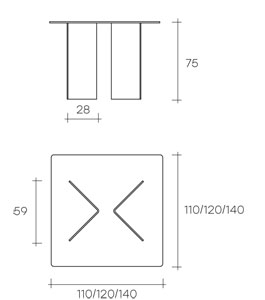 table fiam model corner sizes