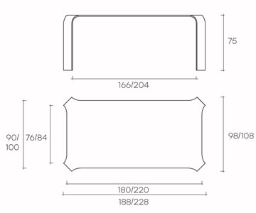 table fiam model ragno sizes