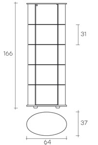 showcase display unit shelves fiam model palladio sizes