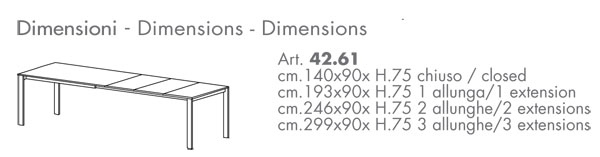 Reid table Ingenia Casa Bontempi extendable finishes