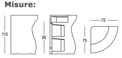 Bartolomeo Corner Bar Counter Plust dimensions and sizes