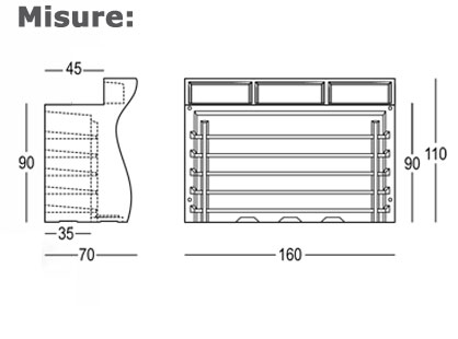 Bartolomeo Bar Counter Plust Lightable dimensions and sizes