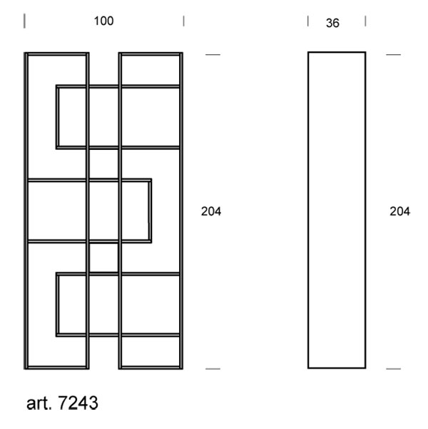 Abaco bookcase Tonin Casa dimensions