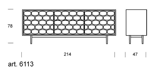 Honey sideboard 2 doors 2 drawers Tonin Casa dimensions