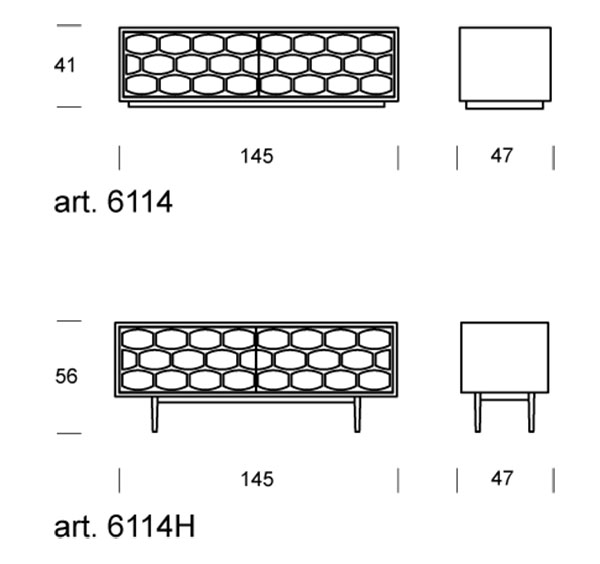 Honey tv stand 2 drawers Tonin Casa dimensions