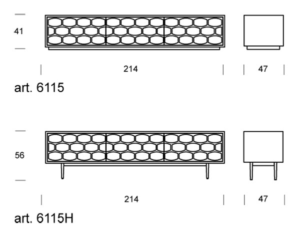 Honey tv stand 3 drawers Tonin Casa dimensions