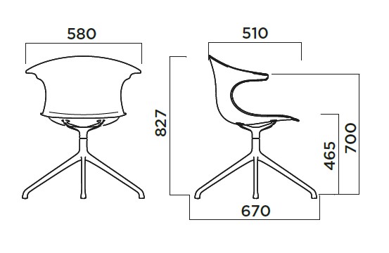 Sedia 3D Loop Infiniti Design 5 razze updown dimensioni