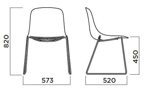 Pure Loop Mono Infiniti Design sled upholstered chair sizes
