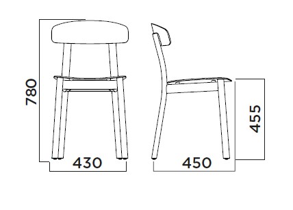 Sedia Feluca Organic Infiniti Design dimensioni