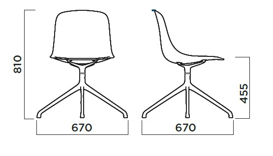 Sedia Pure Loop Mono Infiniti Design 4 razze tappezzata dimensioni