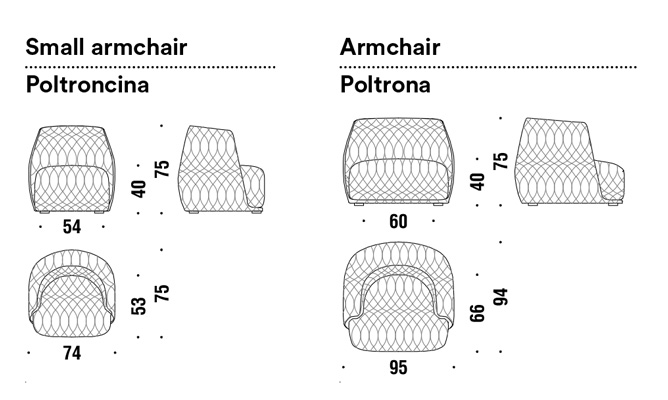 armchair redondo moroso dimensions