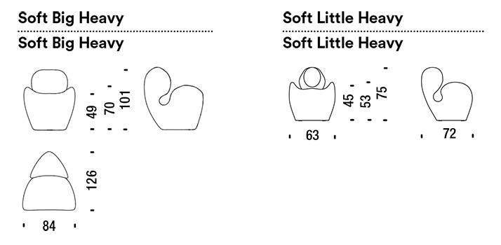 armchair soft big heavy / soft little heavy moroso dimensions