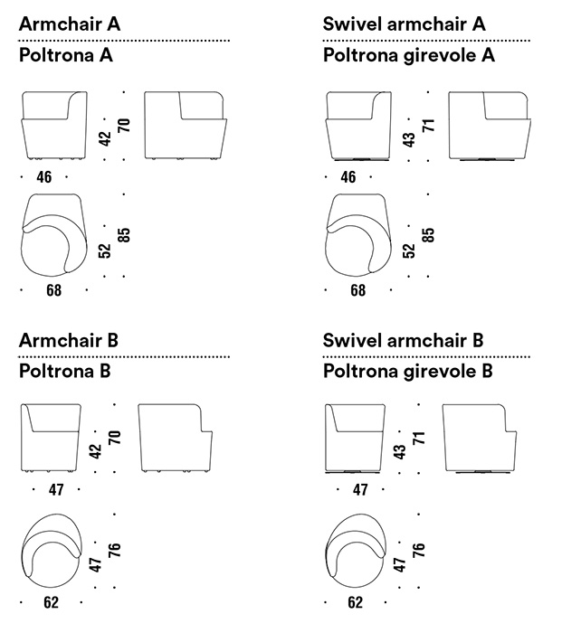 armchair taba moroso dimensions