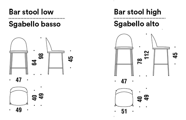 misure sgabello moroso precious
