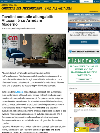 Il Corriere del Mezzogiorno about arredare moderno