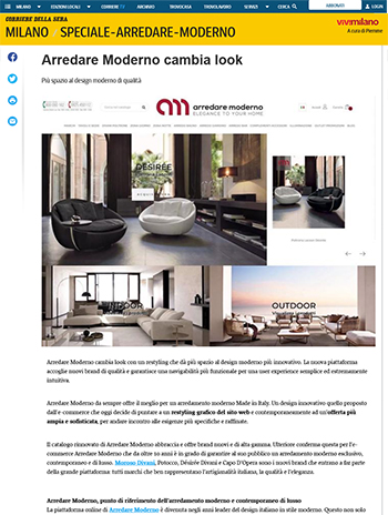 corriere della sera about arredare moderno