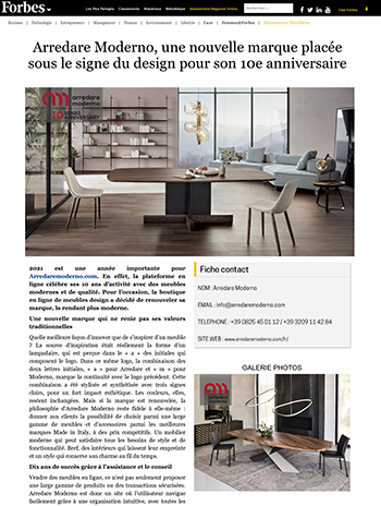 forbes about arredare moderno