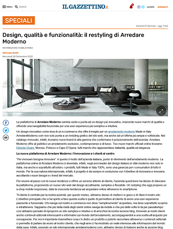 il gazzettino about arredare moderno