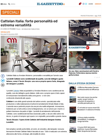 Il Gazzettino about arredare moderno