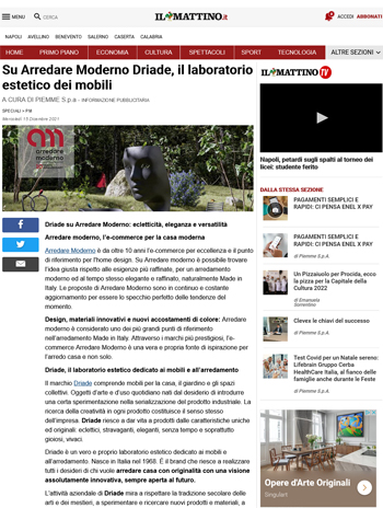 Il Mattino about arredare moderno