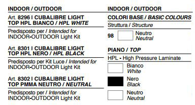 Cubalibre Table Plust Lightable colours